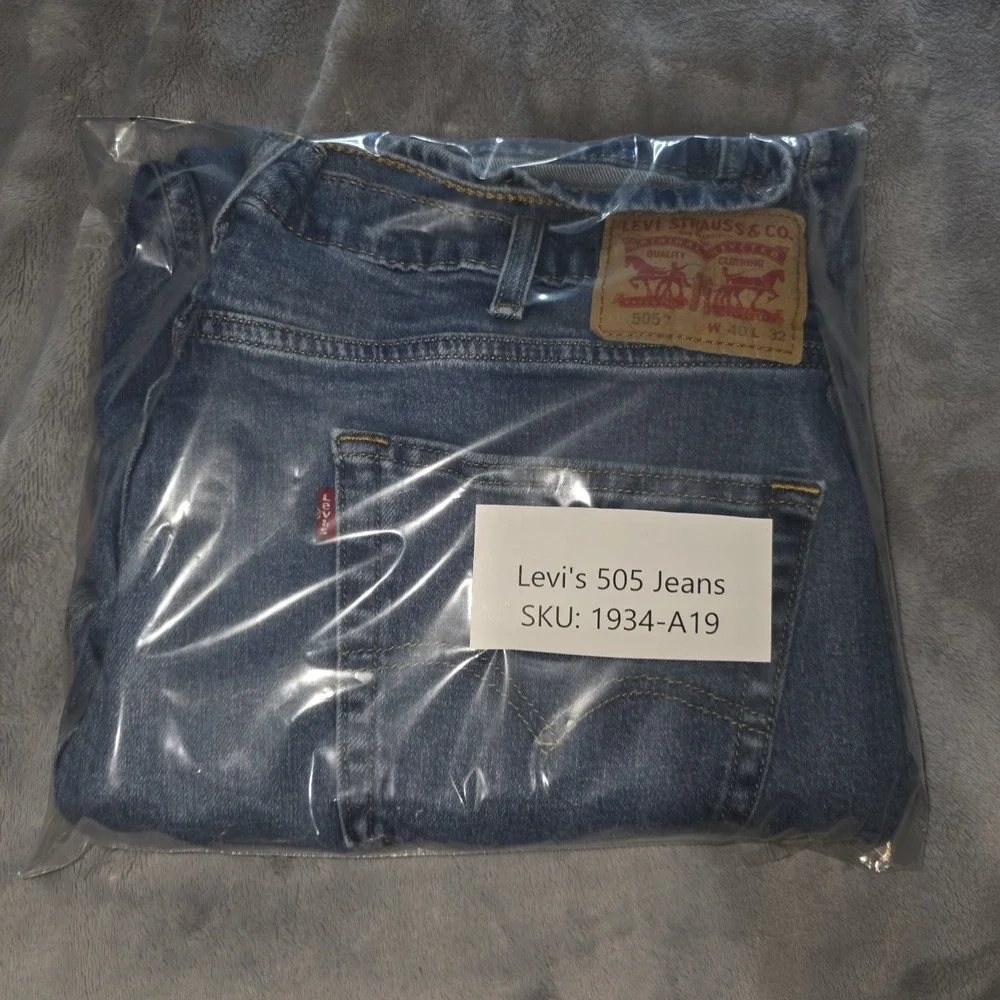 Levis 505 Jeans Mens 40x32 Measures 38x30 Blue Straight‎ Leg